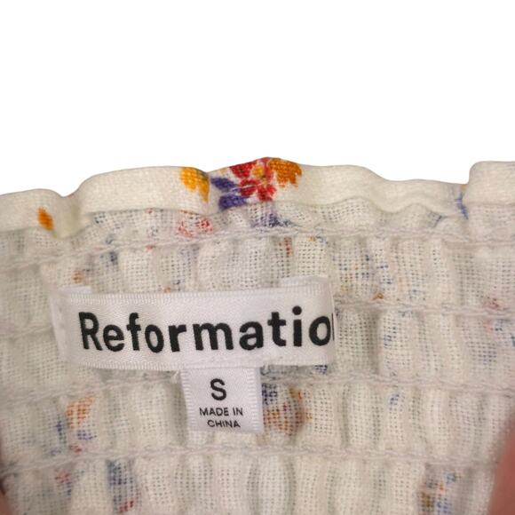 Reformation Linen Tank Top Junebug Sleeveless Smocked Floral Shirt - Picture 6 of 10